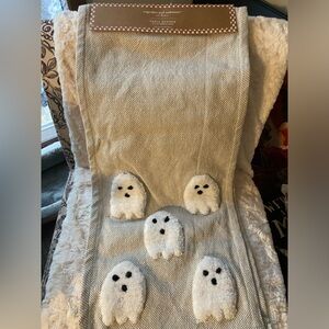 Cupcakes & Cashmere Halloween Tan White Ghost Decorative Table Runner - 16X72